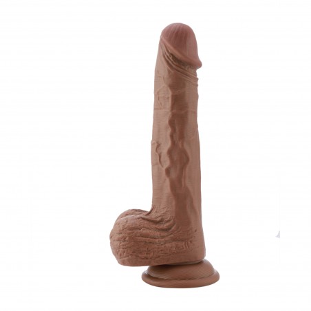 Auxfun Brown TPE Extra Long Dildo with EzfunLok, Sex Machine Attachment